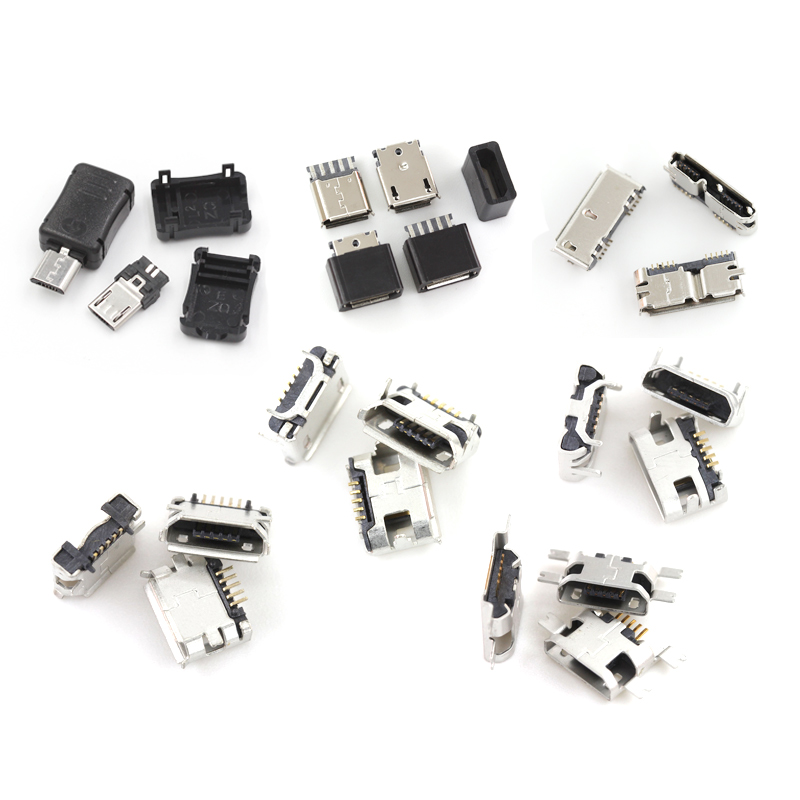 全铜MicroUSB插座 MK5P Micro母座/公头 5脚贴片直插带壳插件接口 