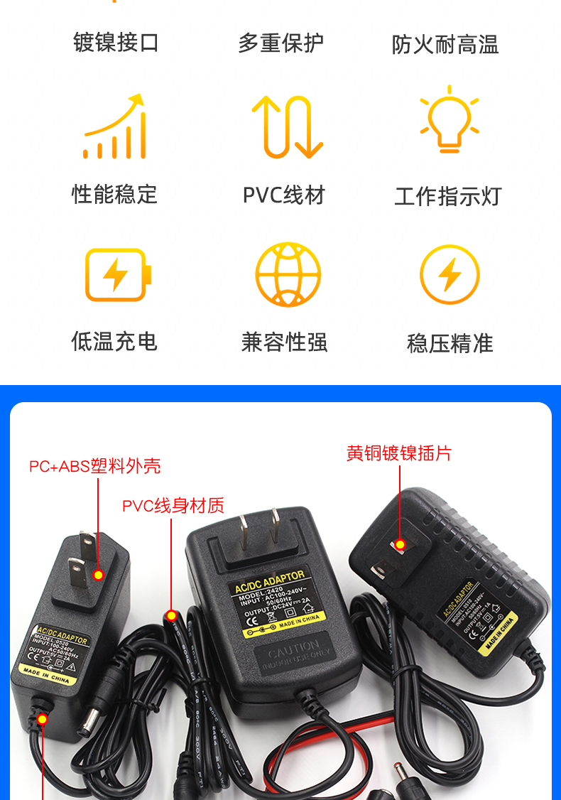 12V/1A 5V/2A 1.5A 电源适配器路由器电视机顶盒监控器充电器通用