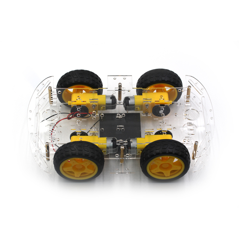 智能小车底盘 4WD 四轮驱动双层板4电机智能车循迹 避障DIY套件 TEJIATE/特加特