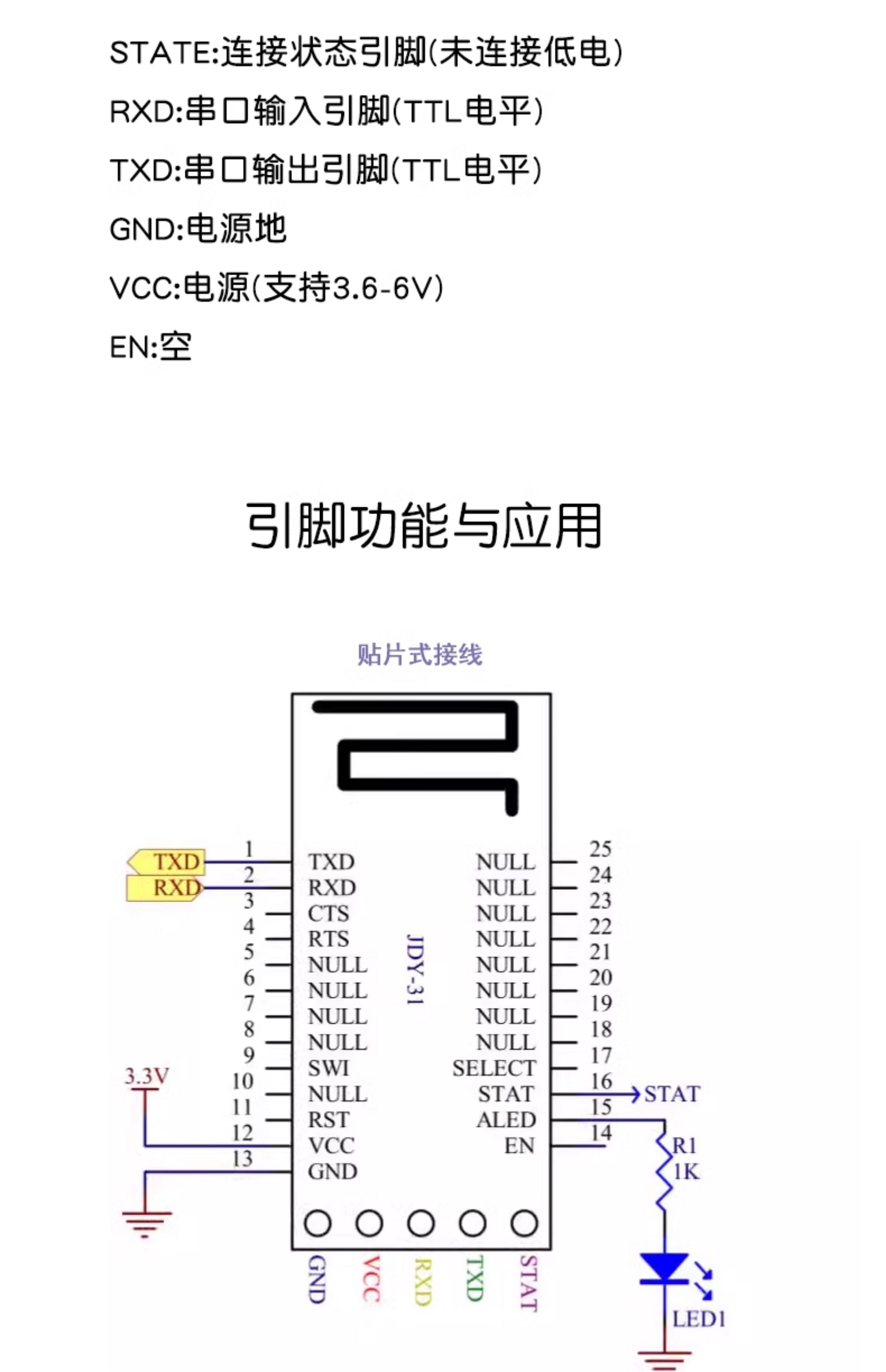 蓝牙3.0模块 SPP透传 兼容HC-05/06从机 JDY-31蓝牙模块