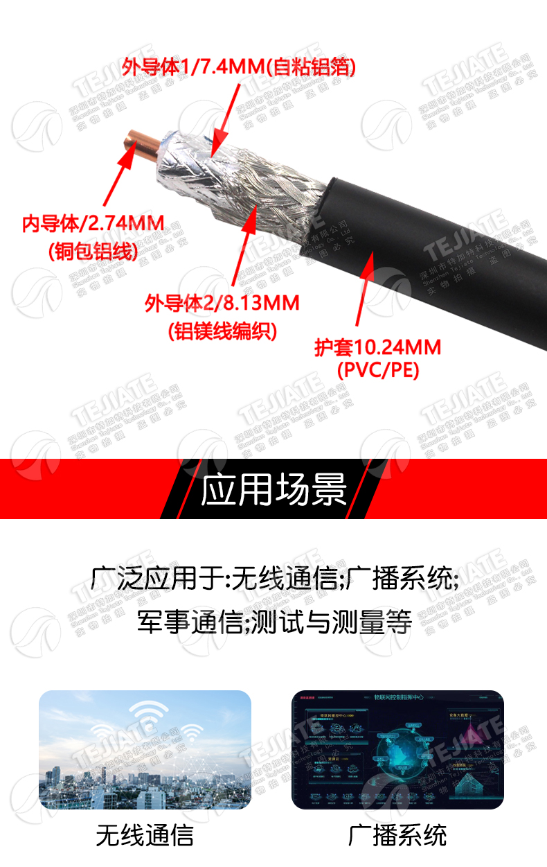 LMR400低损耗发泡射频电缆线 7D-FB低衰减信号馈线50欧姆同轴线缆