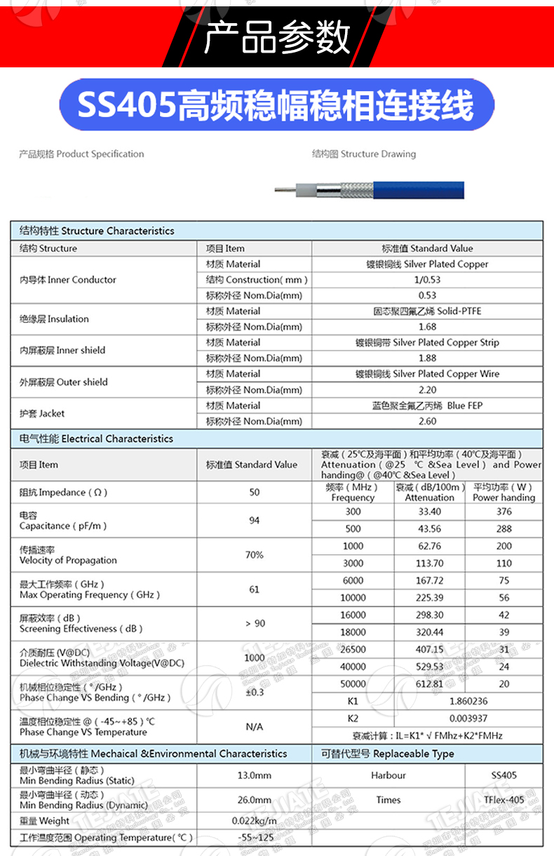 RM-086柔性测试线 SS405高频稳幅稳相连接线 经济型内部互联电缆