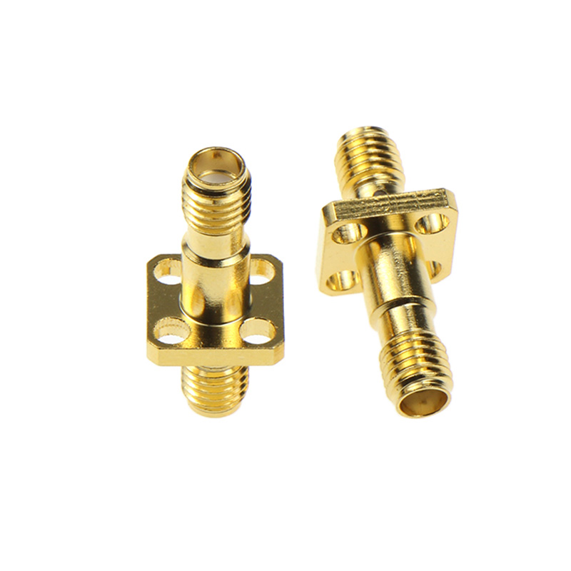 SSMA-KKF四孔方板法兰连接器 SSMA固定面板迷你SMA母头SSMA双母头 