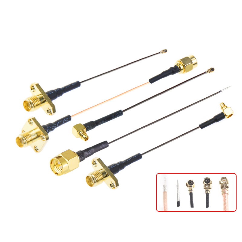 IPEX转菱形法兰盘2孔外螺内孔SMA-KF射频转接线4孔连接线MMCX弯头 TEJIATE/特加特